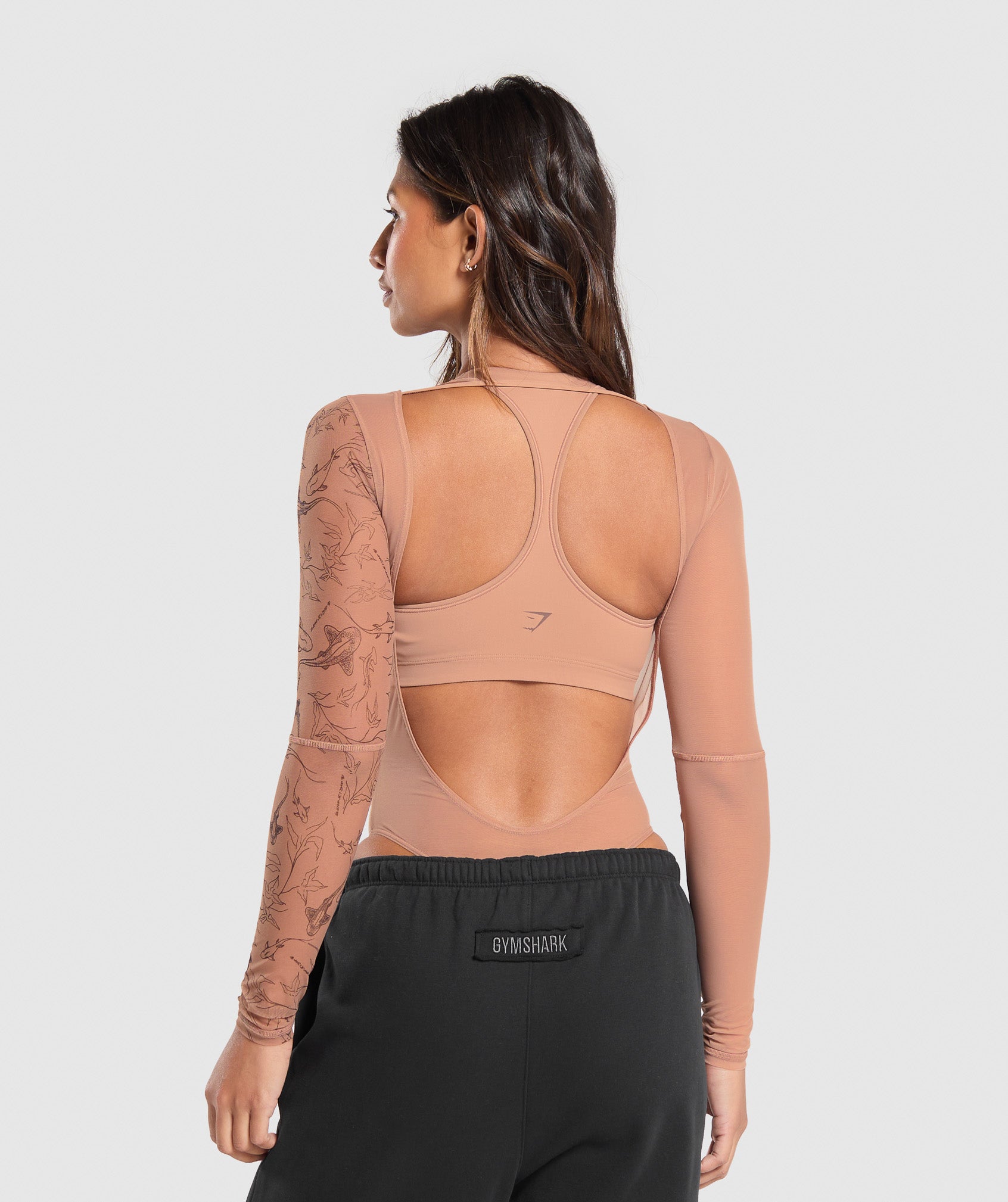 Alternative view of Elevate Tattoo Graphic Mesh Bodysuit
