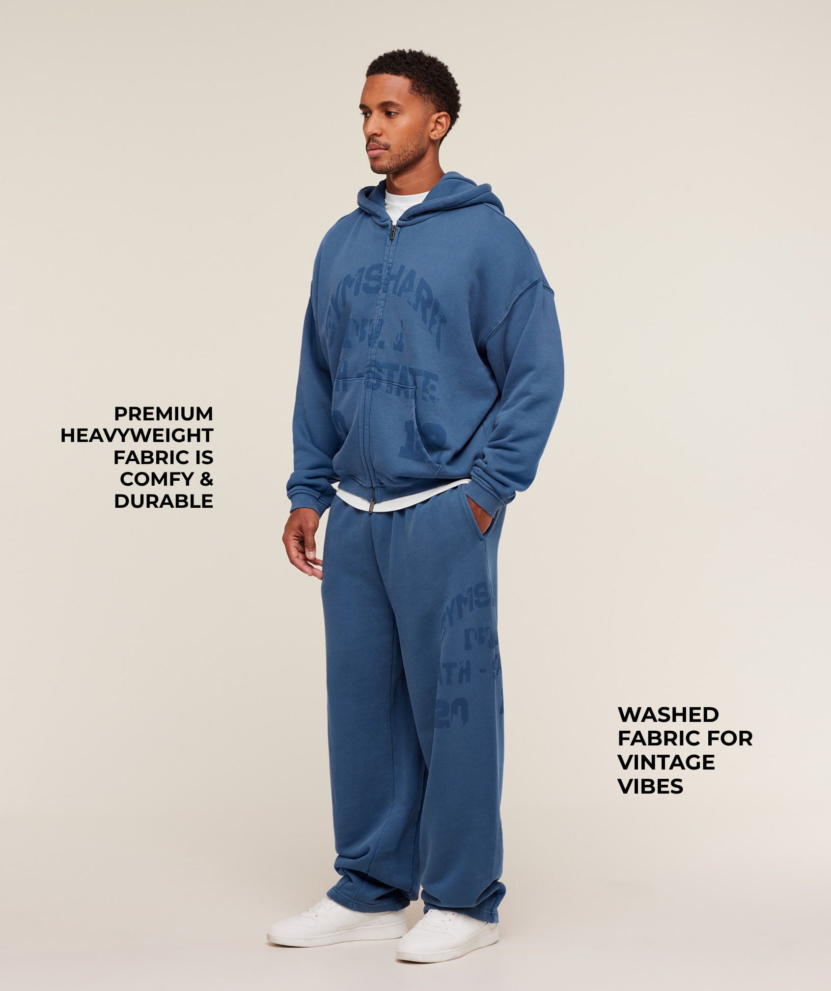 Alternative view of Collegiate Washed Wide Leg Joggers Oversized Fit