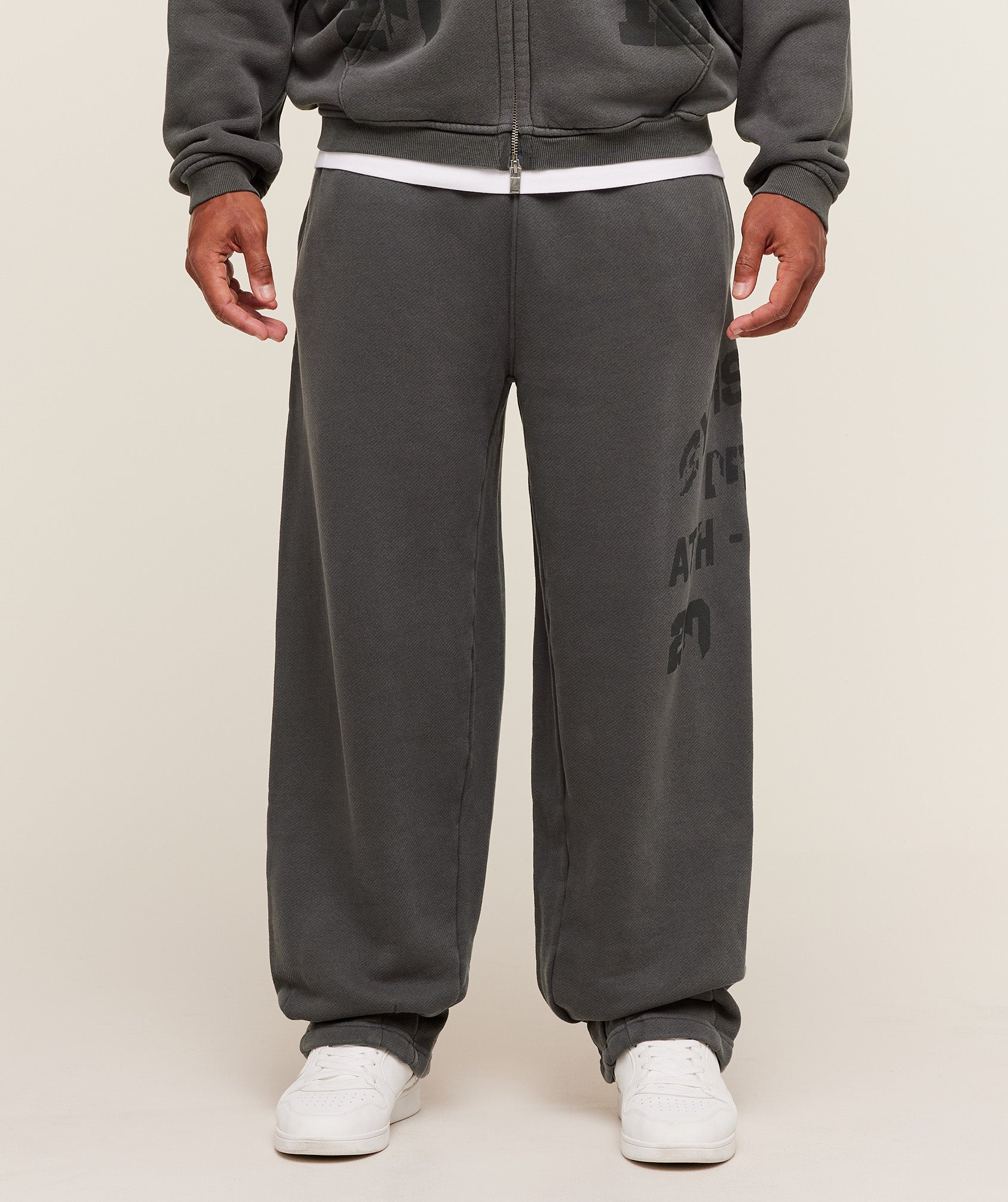 Collegiate Washed Wide Leg Joggers Oversized Fit
