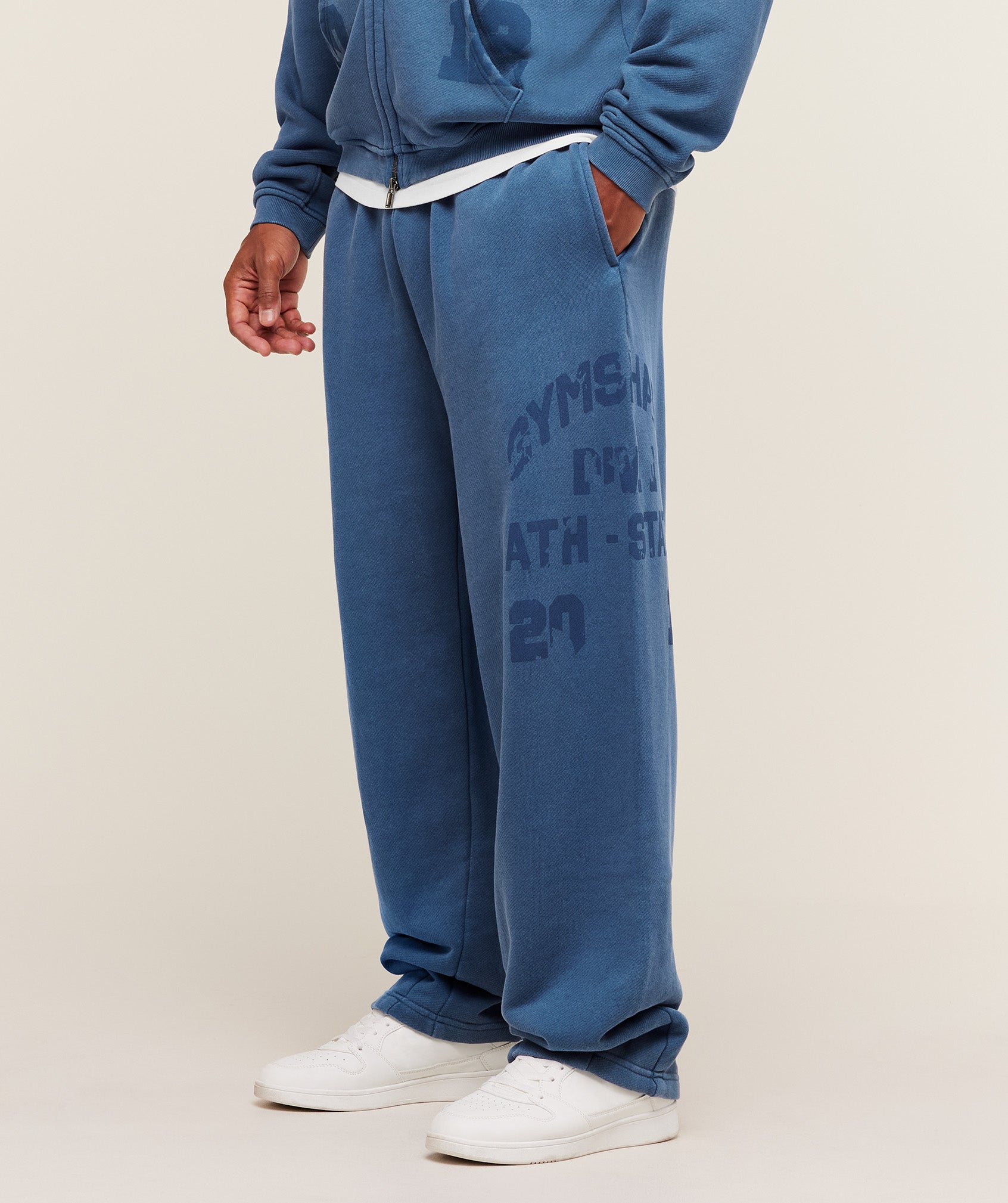 Collegiate Washed Wide Leg Joggers Oversized Fit