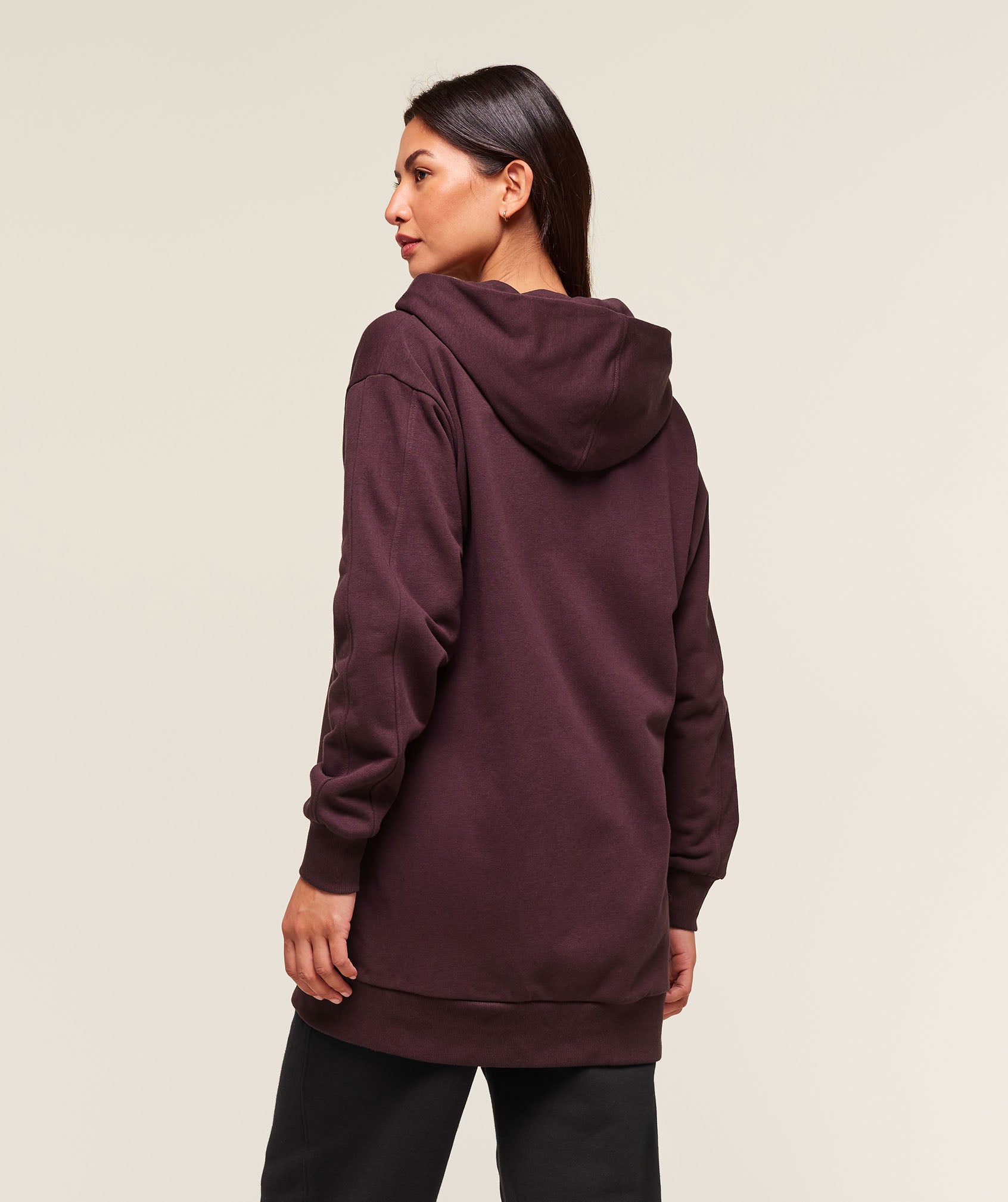 Alternative view of Covered Longline Zip Up Hoodie Oversized Fit