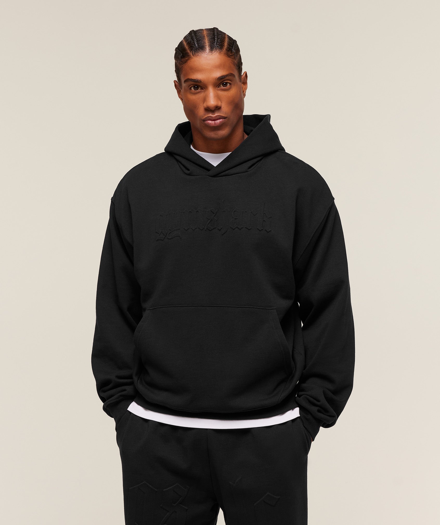 Embossed Boxy Hoodie Oversized Fit