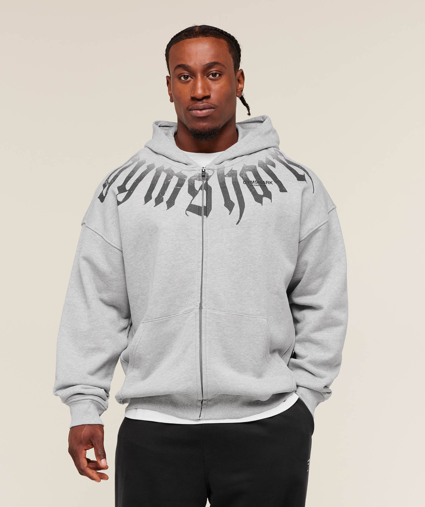 Fade Graphic Zip Up Hoodie Extreme Oversized Fit