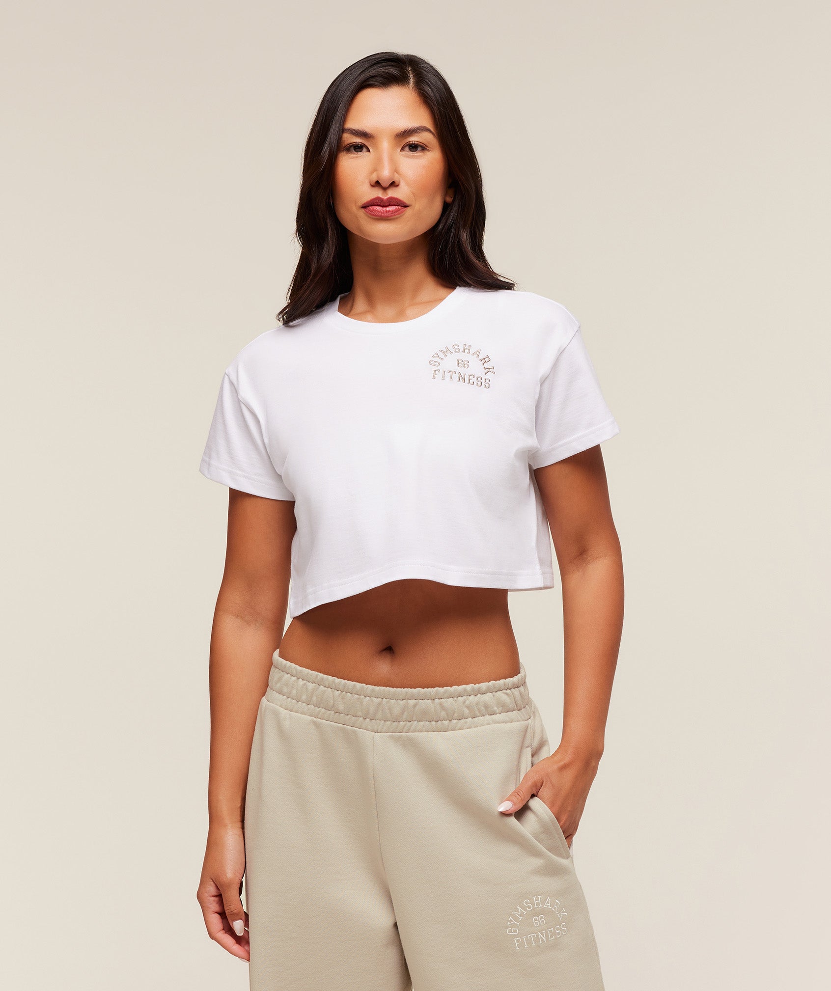 Fitness Embroidered Graphic Oversized Crop Top Oversized Fit