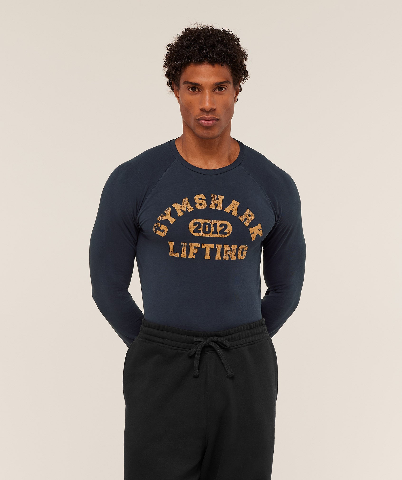 Gymshark Gymshark Lifting Long Sleeve T-Shirt - Heavy Blue Muscle Fit