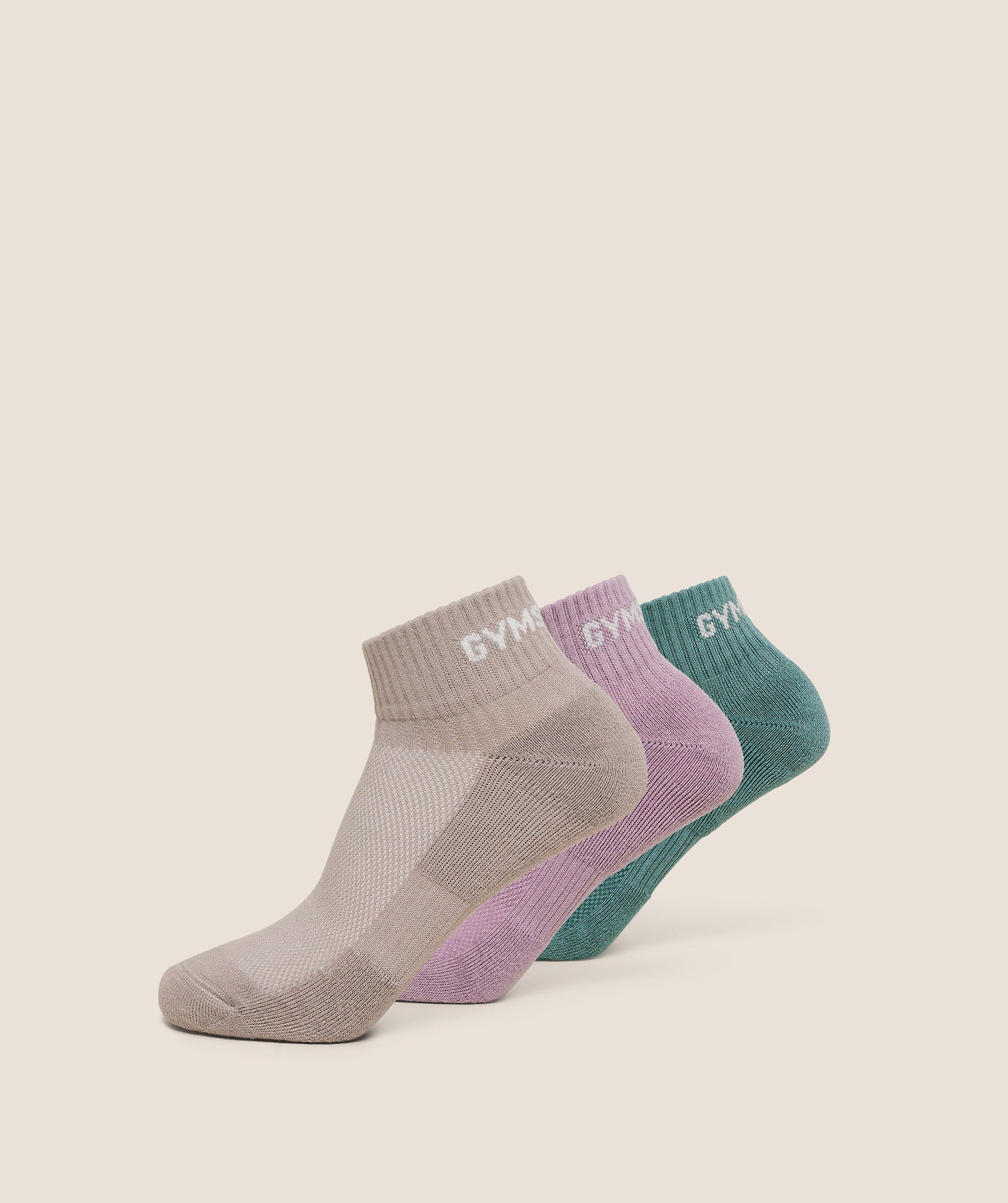 Jacquared Quarter Socks 3Pk