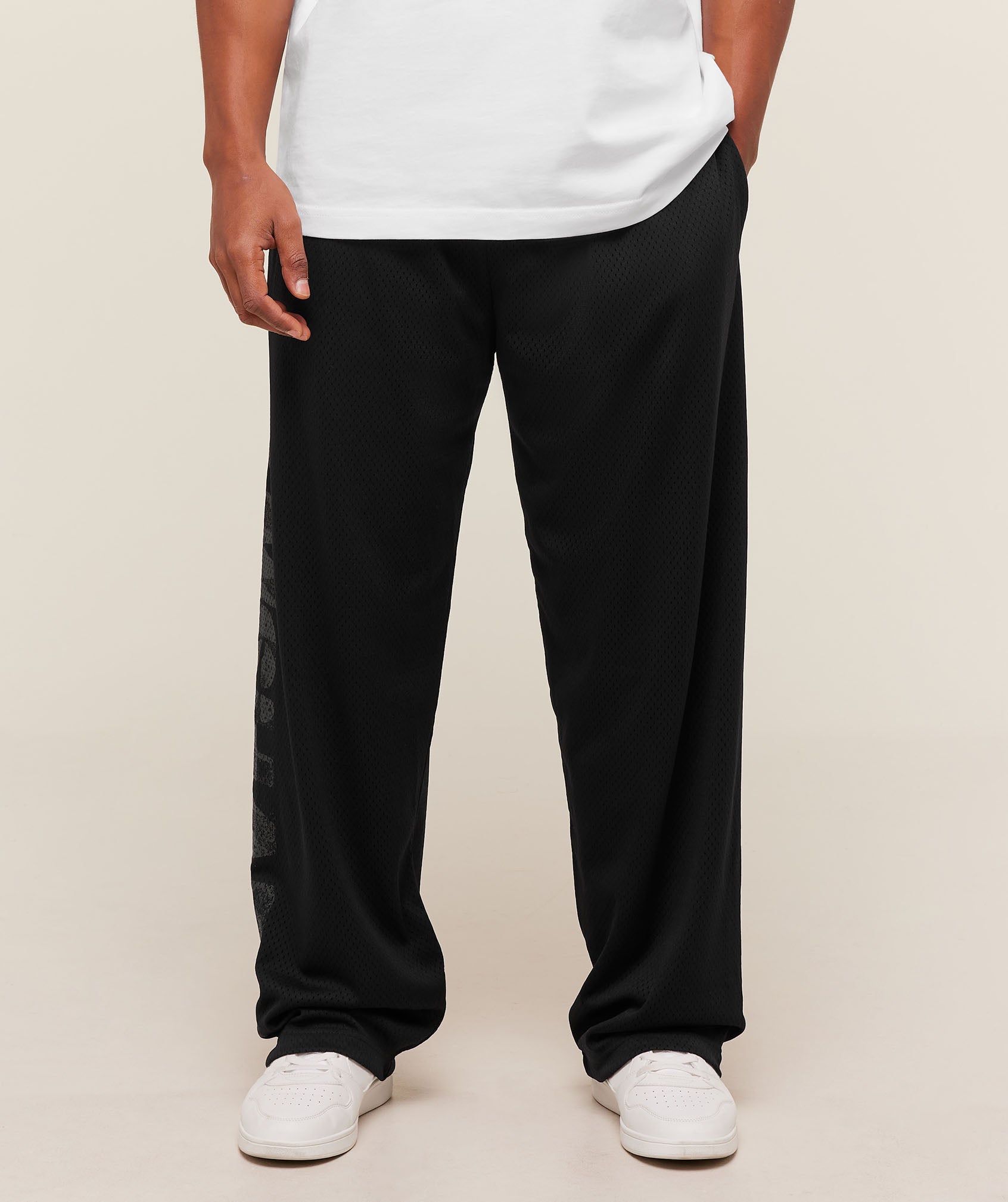Graphic Wordmark Mesh Wide Leg Pants Oversized Fit